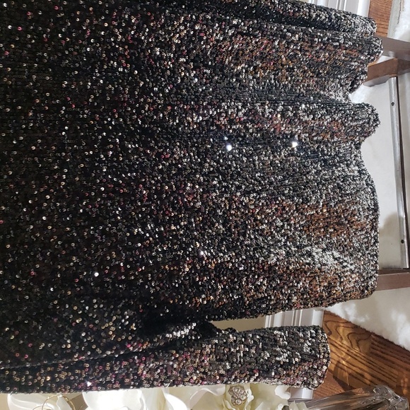 Nwt Cable & gauge sequin cover top 1X black silver - Picture 8 of 10